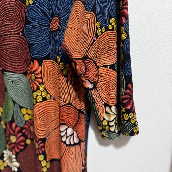 Farm Rio Floral Midi Dress Large Stitched Boho Fall Wedding Guest Worn Once - Picture 7 of 15